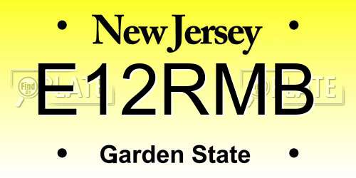 E12RMB New Jersey License Plate