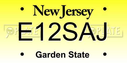 E12SAJ New Jersey License Plate