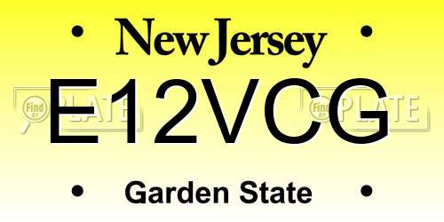 E12VCG New Jersey License Plate