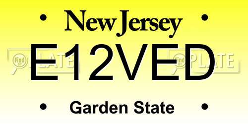 E12VED New Jersey License Plate