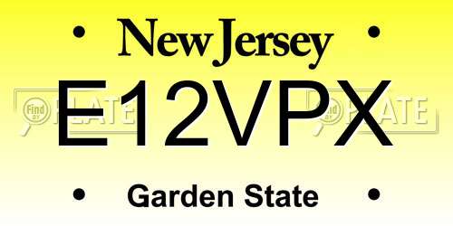 E12VPX New Jersey License Plate