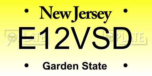 E12VSD New Jersey License Plate
