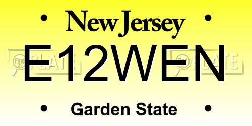 E12WEN New Jersey License Plate