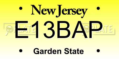 E13BAP New Jersey License Plate