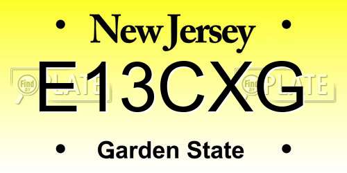 E13CXG New Jersey License Plate