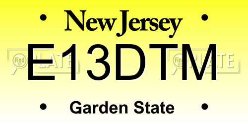 E13DTM New Jersey License Plate