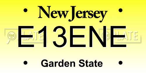 E13ENE New Jersey License Plate