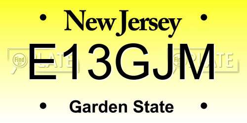 E13GJM New Jersey License Plate