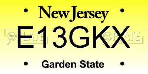 E13GKX New Jersey License Plate