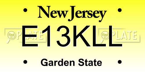 E13KLL New Jersey License Plate