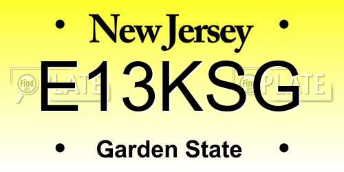 E13KSG New Jersey License Plate