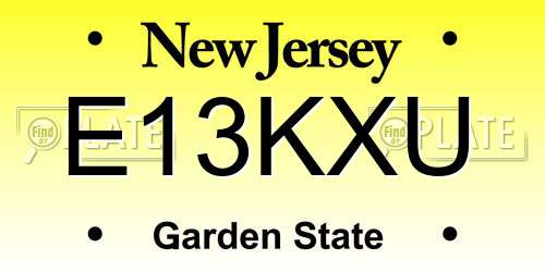 E13KXU New Jersey License Plate