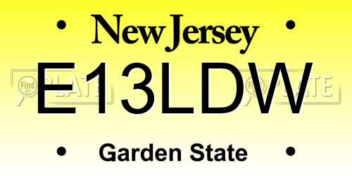 E13LDW New Jersey License Plate
