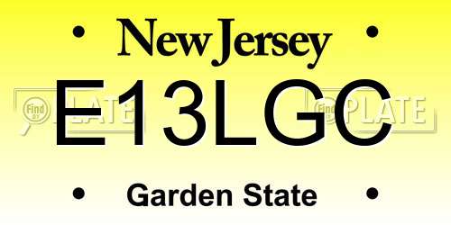 E13LGC New Jersey License Plate