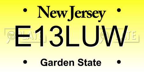 E13LUW New Jersey License Plate