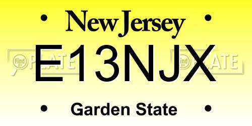 E13NJX New Jersey License Plate