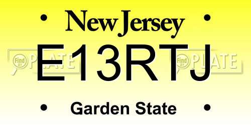 E13RTJ New Jersey License Plate