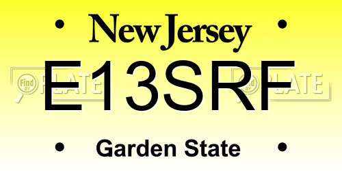 E13SRF New Jersey License Plate