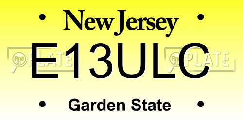 E13ULC New Jersey License Plate