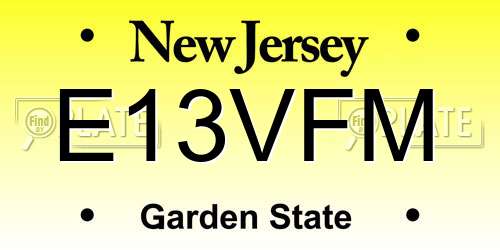 E13VFM New Jersey License Plate
