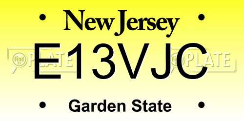 E13VJC New Jersey License Plate