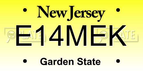 E14MEK New Jersey License Plate