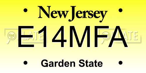 E14MFA New Jersey License Plate