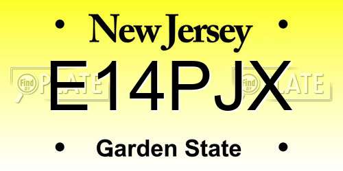 E14PJX New Jersey License Plate