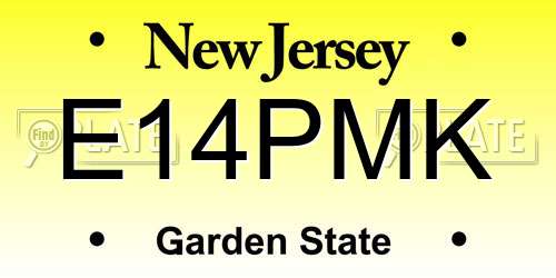 E14PMK New Jersey License Plate