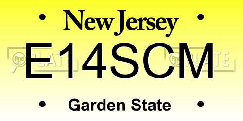 E14SCM New Jersey License Plate