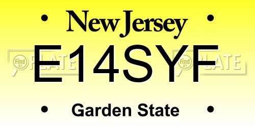 E14SYF New Jersey License Plate