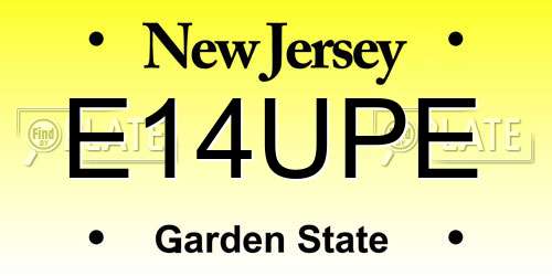 E14UPE New Jersey License Plate