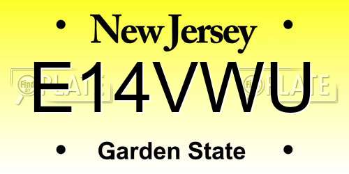 E14VWU New Jersey License Plate