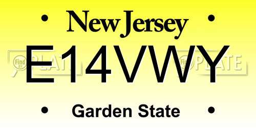 E14VWY New Jersey License Plate