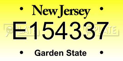 E154337 New Jersey License Plate