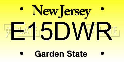 E15DWR New Jersey License Plate