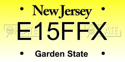 E15FFX New Jersey License Plate