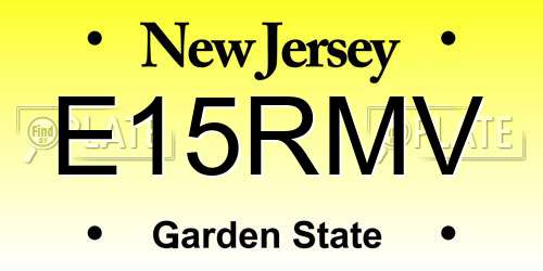 E15RMV New Jersey License Plate