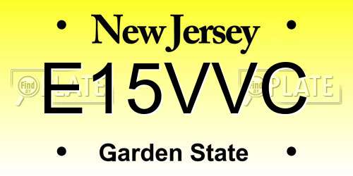 E15VVC New Jersey License Plate