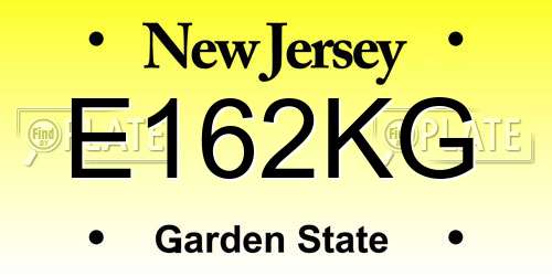 E162KG New Jersey License Plate