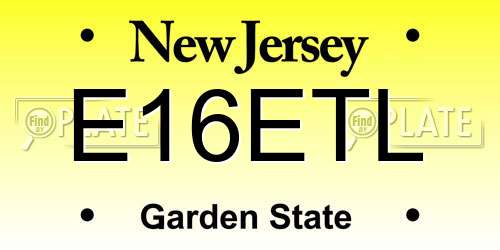 E16ETL New Jersey License Plate