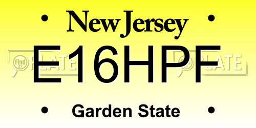 E16HPF New Jersey License Plate