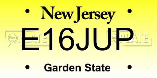 E16JUP New Jersey License Plate