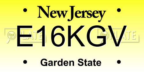 E16KGV New Jersey License Plate