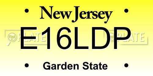 E16LDP New Jersey License Plate