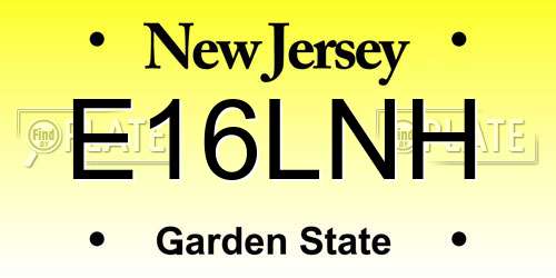 E16LNH New Jersey License Plate