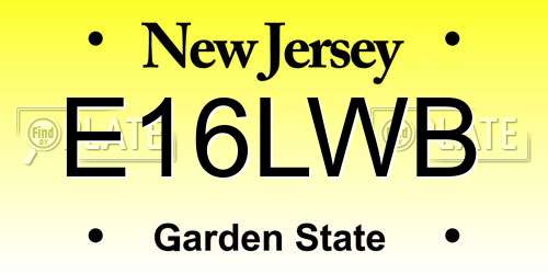 E16LWB New Jersey License Plate