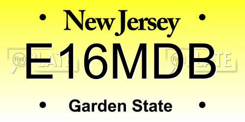 E16MDB New Jersey License Plate