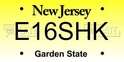 E16SHK New Jersey License Plate