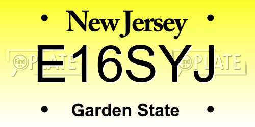 E16SYJ New Jersey License Plate